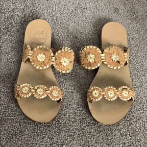 Jack Rogers Cork and Gold Two Strap Sandal